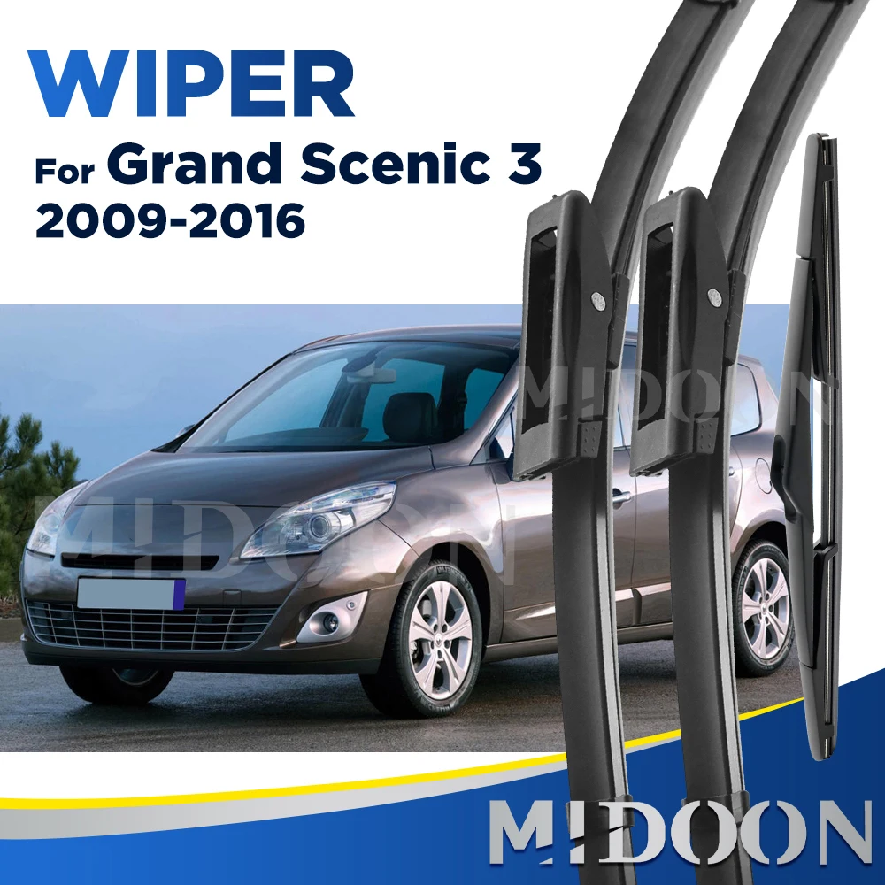 

Щетки стеклоочистителя MIDOON передние и задние для Renault Scenic 3 / Grand 2009-2016 2015 2014 2013 2012, 28 дюймов, 26 дюймов, 12 дюймов