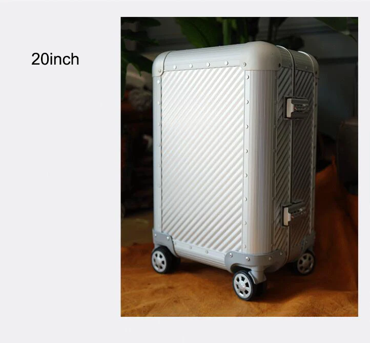 

Aluminium Suitcase Spinner Trolley Luggage Bag Silent universal wheel luggage On Wheels aluminum travel luggage G2030-G2033 Dn