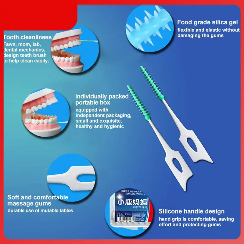 

NEW 20pcs Disposable Soft Silicone Interdental Floss Brushes Teeth Tooth Cleaner Oral Care Tool