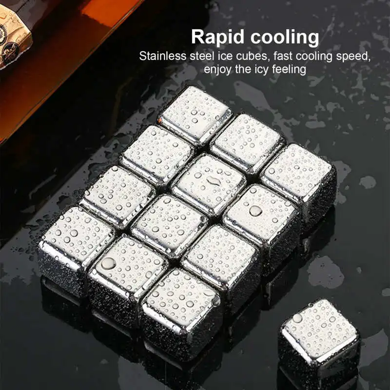 

Stainless Steel Ice Cubes Beer Red Wine Coolers Reusable Chilling Stones Vodka Whiskey Holders Keep Drinks Cold