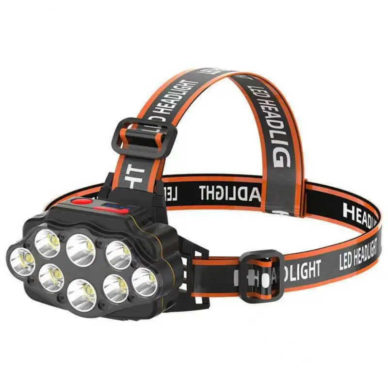 

8LED Headlight Waterproof Fishing Lantern Outdoor Super Bright Headlamp COB USB Rechargeable Head Torch Emergency Outdoor Tools