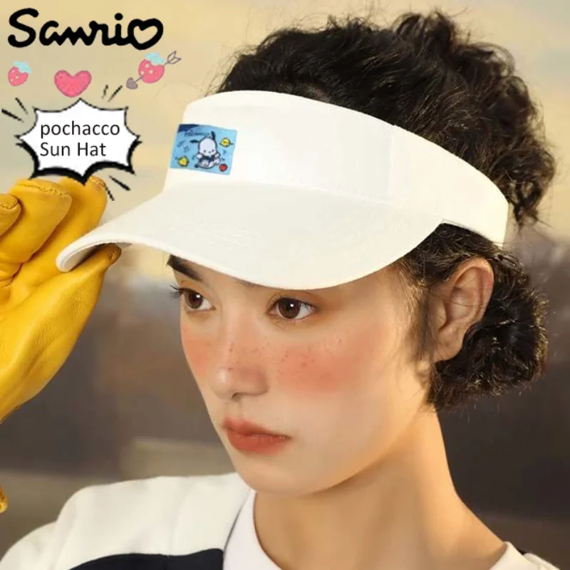 

Kawaii Sanrio Pochacco Sun Hat Cartoon Anime Student Casual Baseball Cap Adjustable Sun Visor Uv Protection Empty Top Tennis Cap