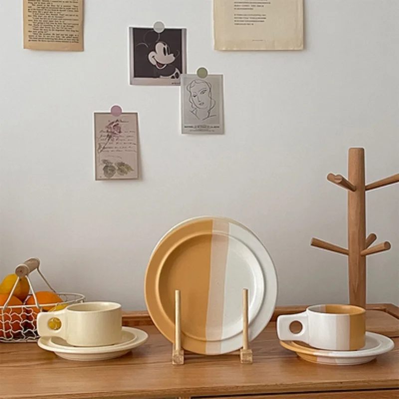 

Dessert Breakfast Western Plate Assiette Ins Wind Korean Simple Ceramic Tableware Round Household Nordic Support Gateau Platos