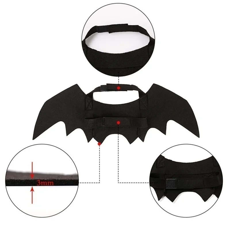 Halloween Cute Pet Clothes Black Bat Wings Harness Costume Cosplay Cat Dog Halloween Party for Pet Supplies images - 6