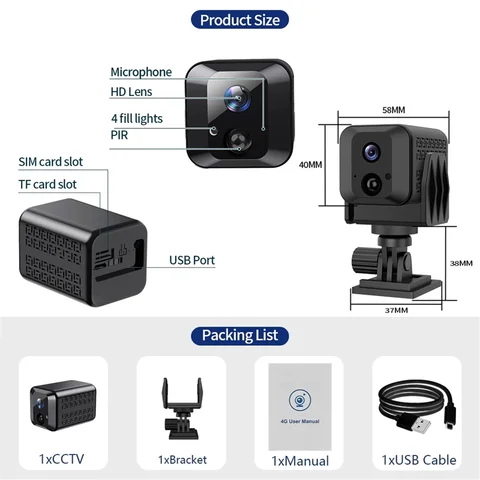 Мини-камера безопасности 4G или Wi-Fi HD 1080P Беспроводная камера ночного видения секретная видеозащита инфракрасная камера движения