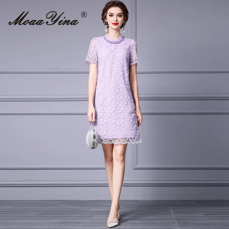 MoaaYina модное дизайнерское летнее женское уличное платье с коротким рукавом