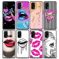 sexy lady red lips lipstick girls phone case for oppo realme 8i 8 9 7 6 5 pro 9i 7i 5i 6i xt 5g cases soft cover realme 8pro 8i