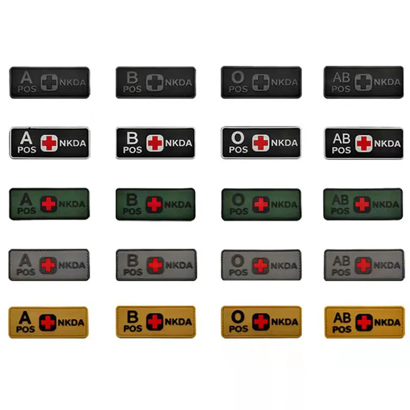 

Luminous blood group identification badge PVC Velcro armband patch patch POS rescue backpack helmet military tactical Badge