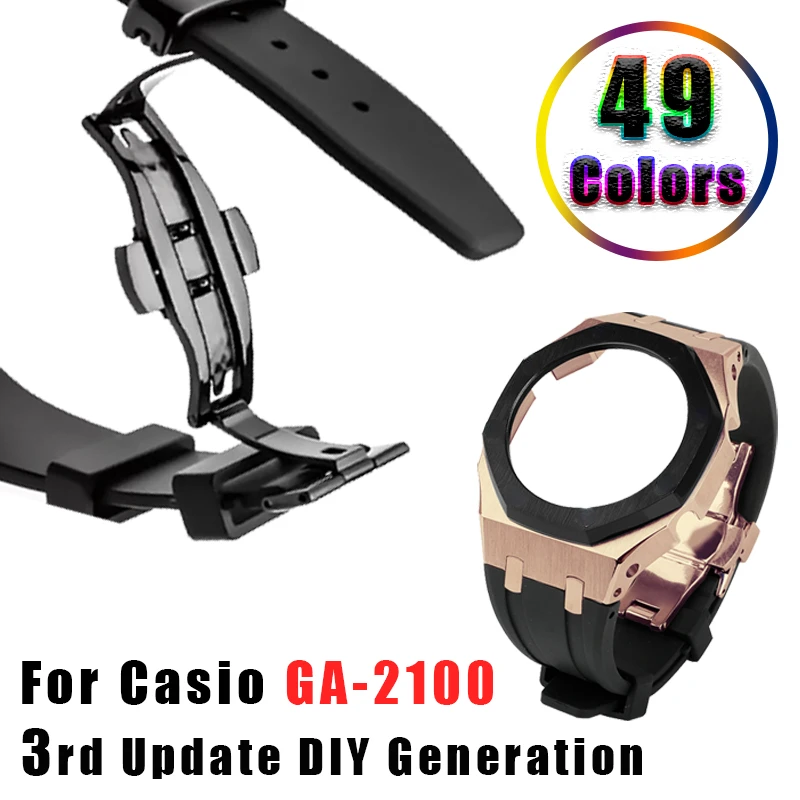 

Ремешок из нержавеющей стали для Casio G-Shock GA2100, обновленный комплект для модификации, с металлическим корпусом и резиновым ремешком
