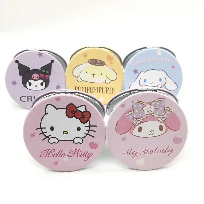 

My Melody Kuromi Cinnamoroll Kawaii Sanrio Anime Cute Hello Kitty Girly Heart Cartoon Portable Makeup Mirror Toy for Girls