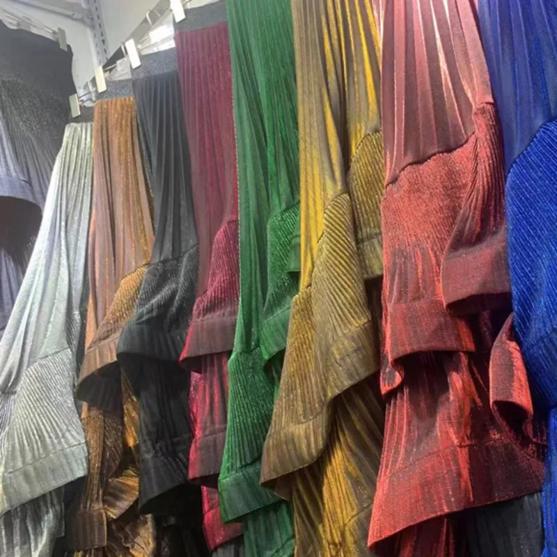 DEAT женская юбка эластичная высокая талия плиссированная нерегулярная