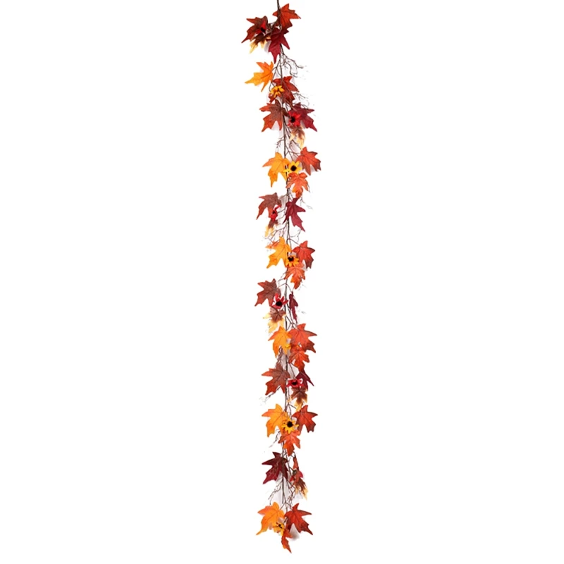 

Artificial Maple Leaf Garland Vine Fall Leave Autumn Hanging Vine Plants For Wedding Table Thanksgiving