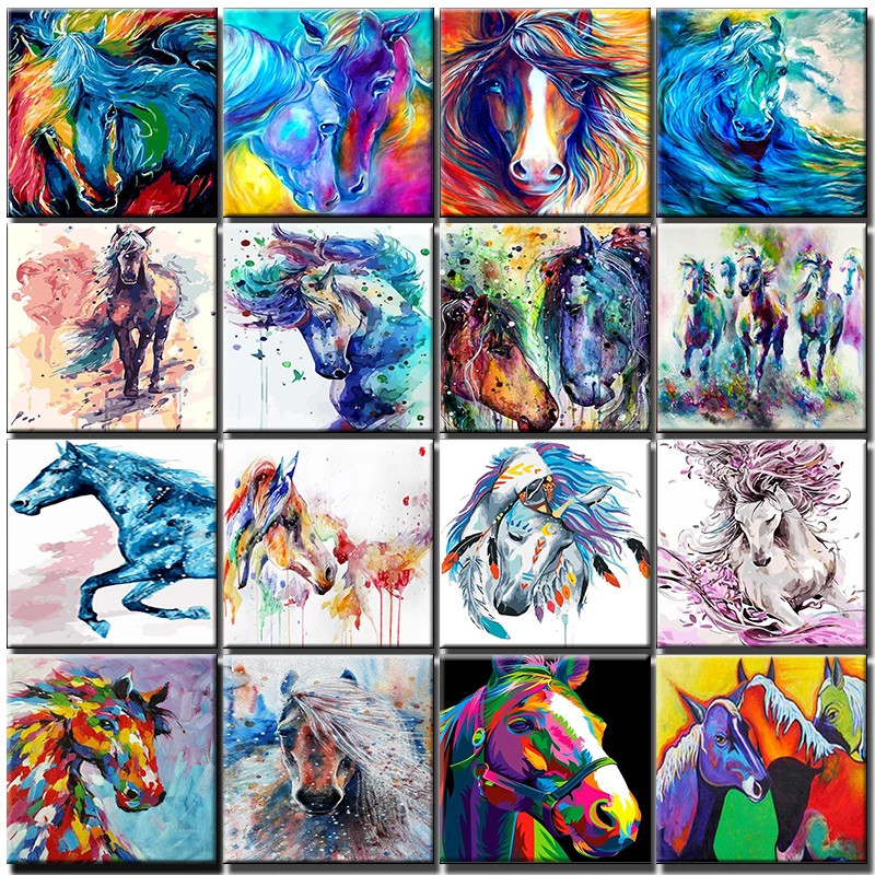 

Coloring Horse Diy Oil Painting By Numbers Animal Kits Custom By Numbers Wall Art Picture Acrylic Paint On Canvas Home Decor Art