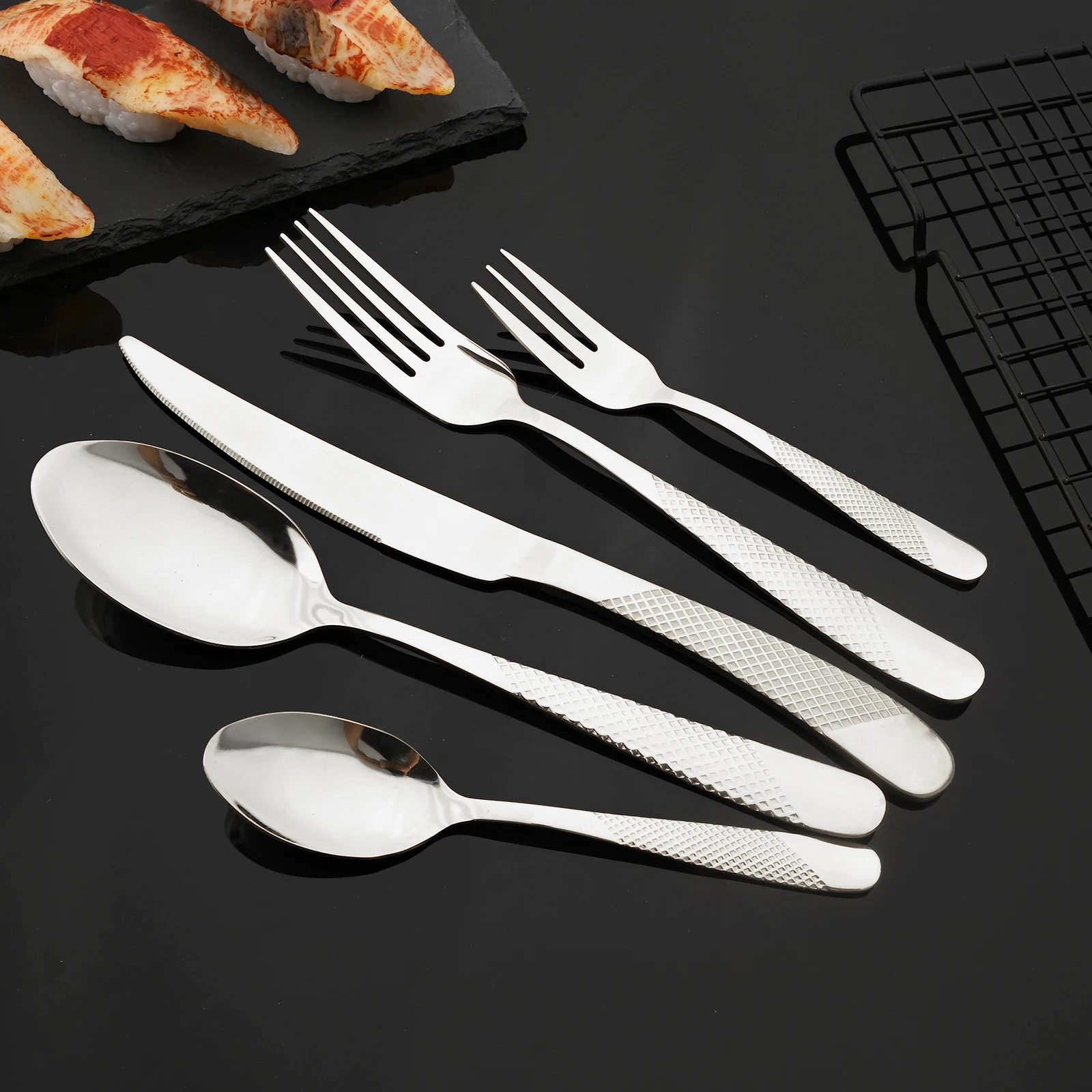 

Silver Mirror Cutlery Set Kitchen Dinnerware Stainless Steel 16/24Pcs Dinner Knife Fork Spoon Tableware Home Luxury Flatware Set