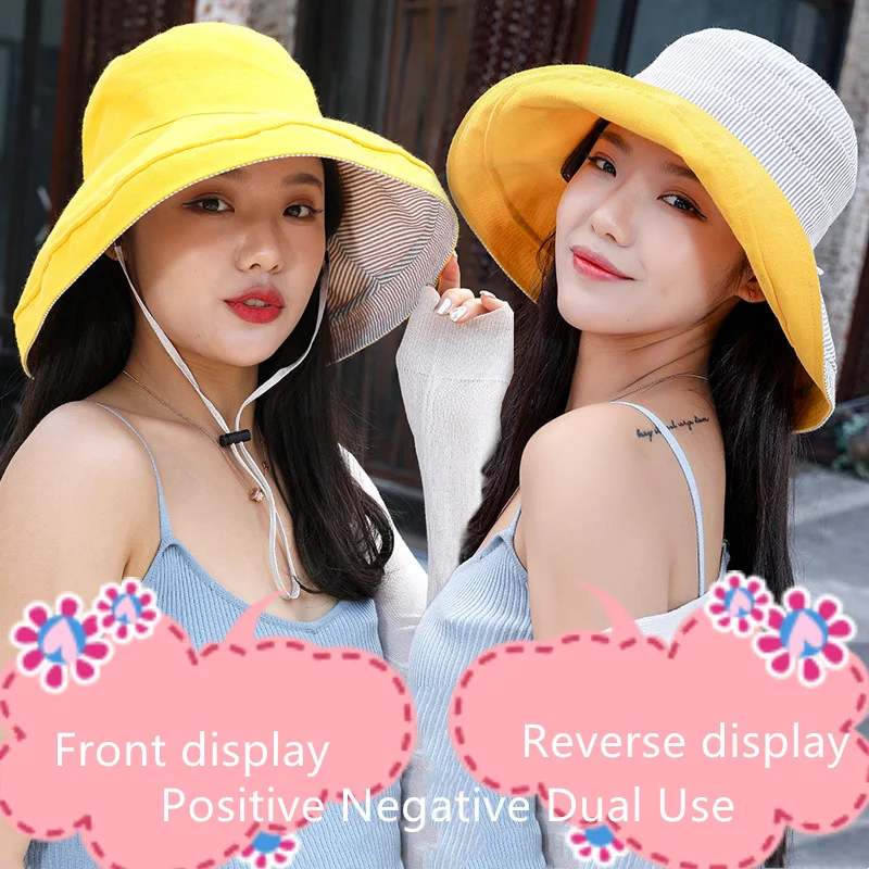 

YW GAIRU Women's Summer Korean Version Of The Outdoor Fashion Fisherman Hat Sunscreen Japanese Literature Art Brim Basin Hat
