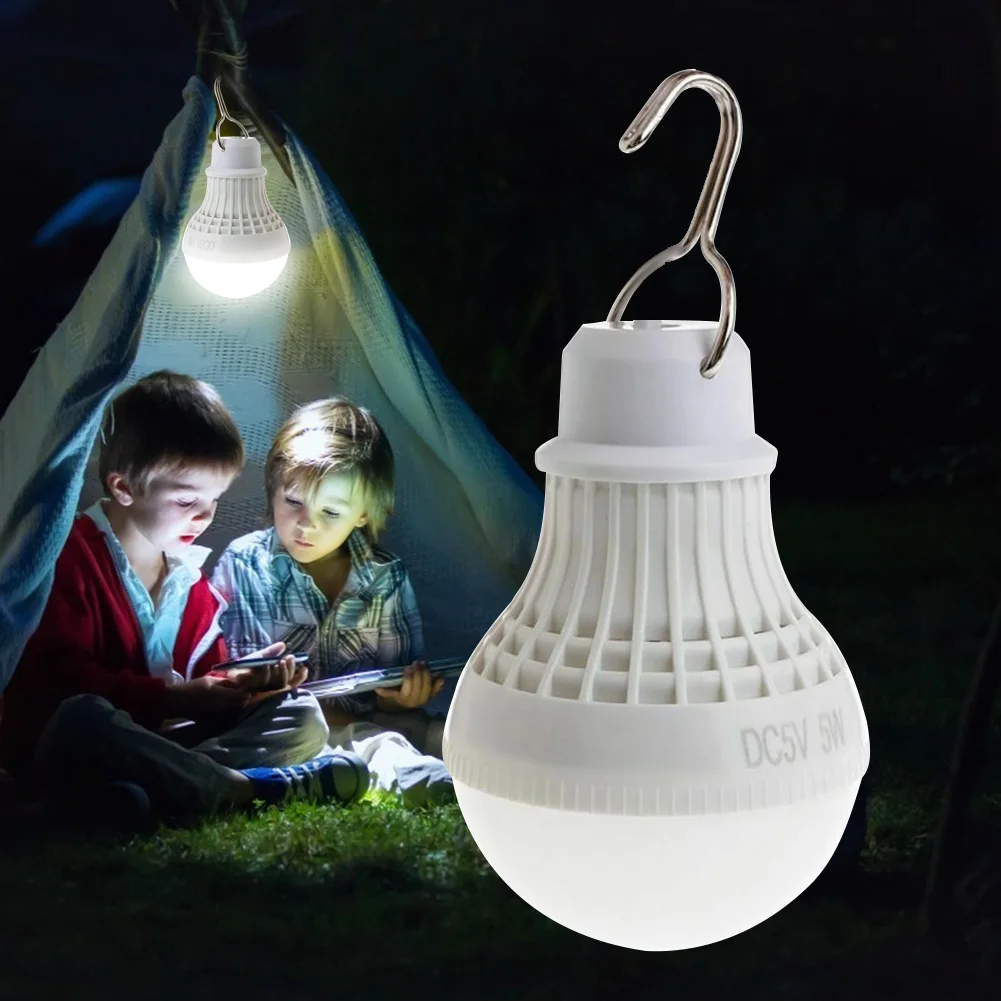 

5W Bulb Lamp Portable LED Camping Bulb Light Mini USB LED Light Outdoor Hiking Hanging Emergency Camping Lantern Night Lamp
