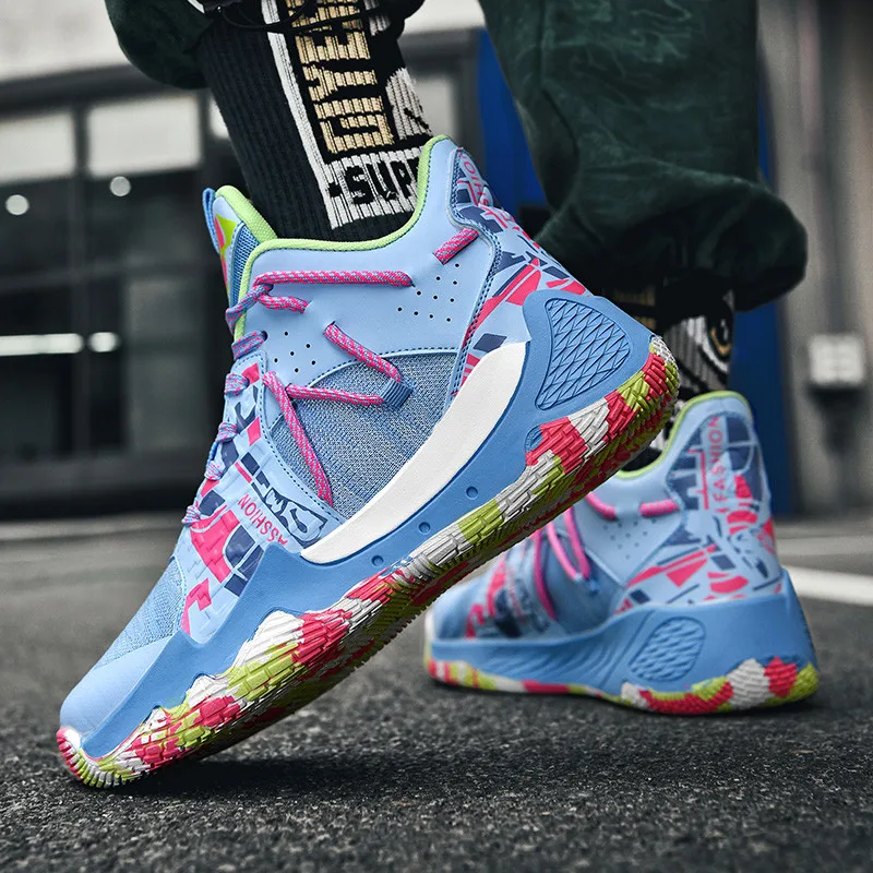 Fashion Streetwear Basketball Shoes Men Anti-skid High-Top Sneakers Men Breathable Couple Basketball Boots Man Athletic Shoes