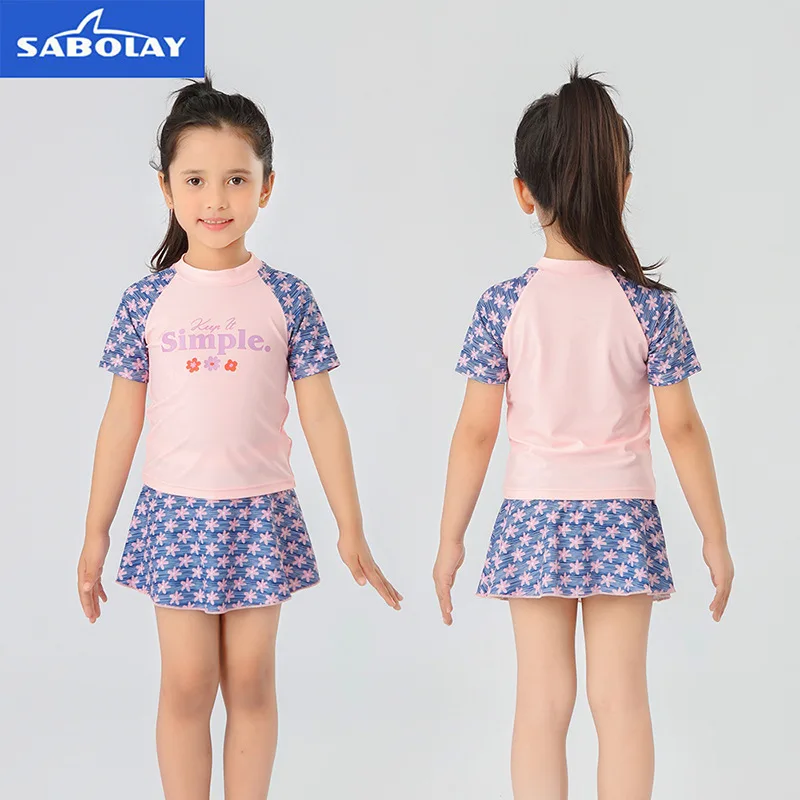 

Children's Girls Anti-Jellyfish Short-Sleeved Split Swimsuit Surfing Swimming Bathing Suit Fashion Cute Quick-Drying Swimwear