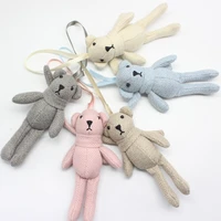 1pcs 16 18cm rabbit dolls plush rabbit small mini bear toys bear doll new linen long foot bear bag pendant diy scarf bear doll