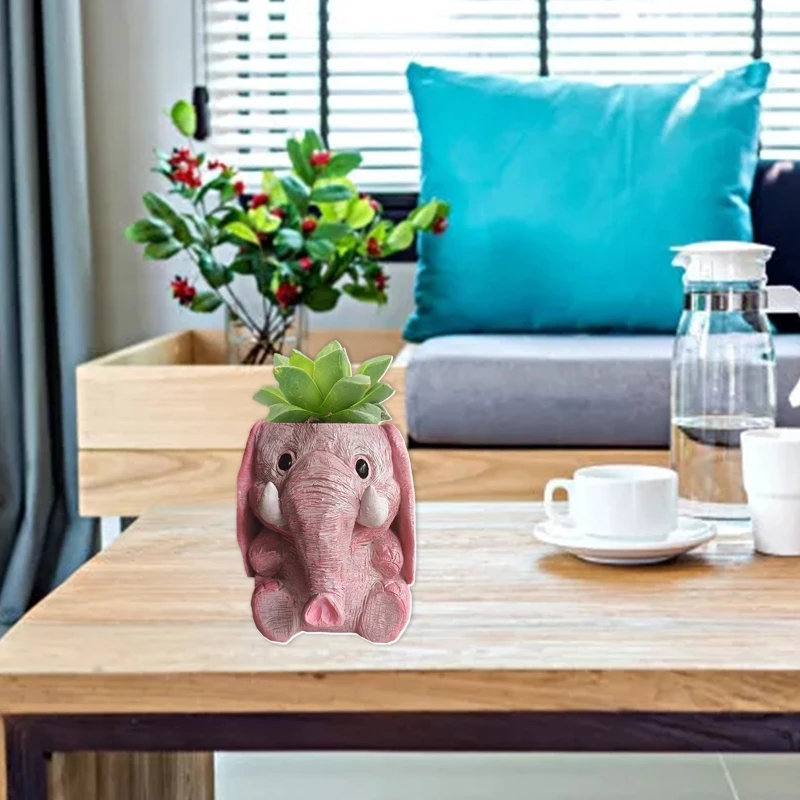 

3D Elephant Flowerpot Pen Holder UV Crystal Epoxy Mold Cement Plaster Clay Resin Silicone Mould DIY Crafts Succulent Plant X7XB