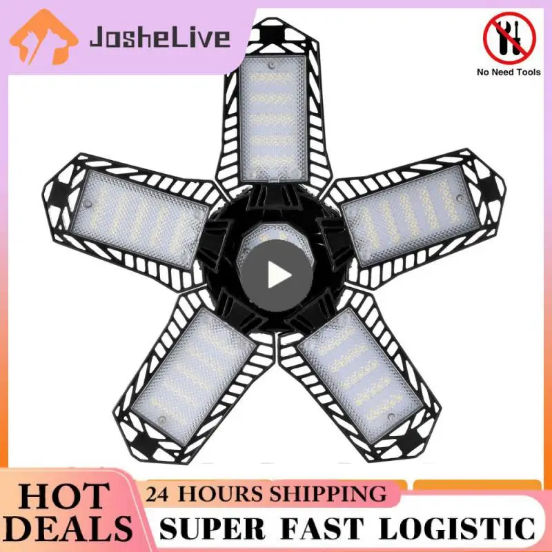 

80W 100W LED Garage Light Industrial Lighting Deformation Folding Lamps High Bay Light Indoor for Garage Workshop Warehouse Home