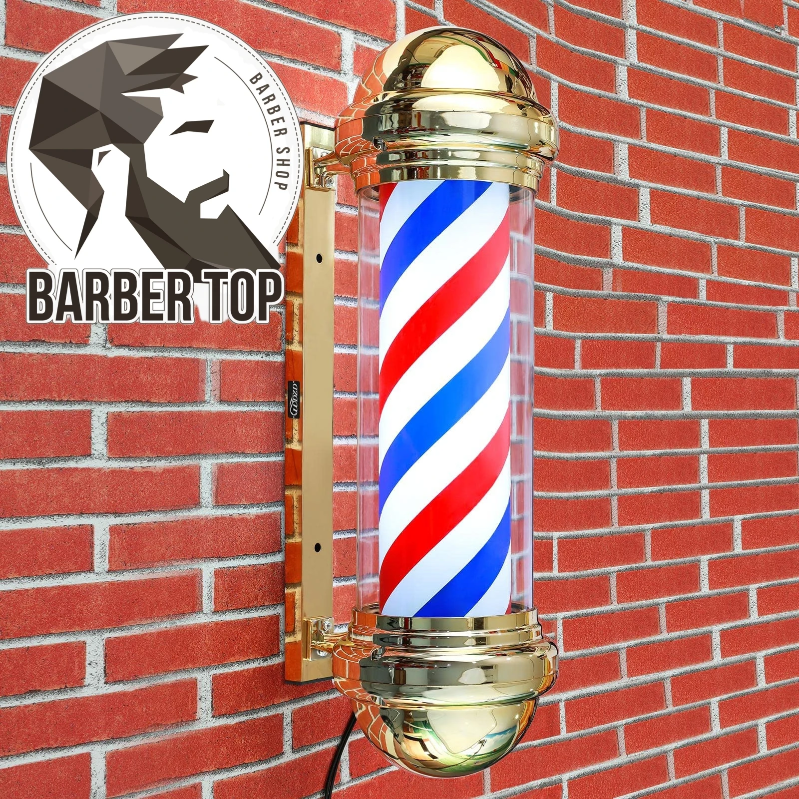 29'' Barber Pole Light Hair Salon Barber Shop Open Sign Rotating Gold LED Strips IP54 Waterproof Save Energy Wall Mount Light