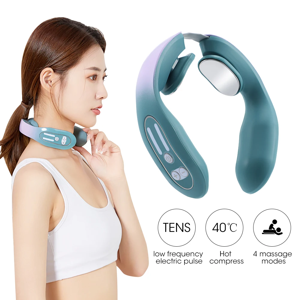 

4 Modes Cervical Neck Massager Device Hot Compress Vibrating Massager Tools Electric Pulse Body Massagers Health Care Devices