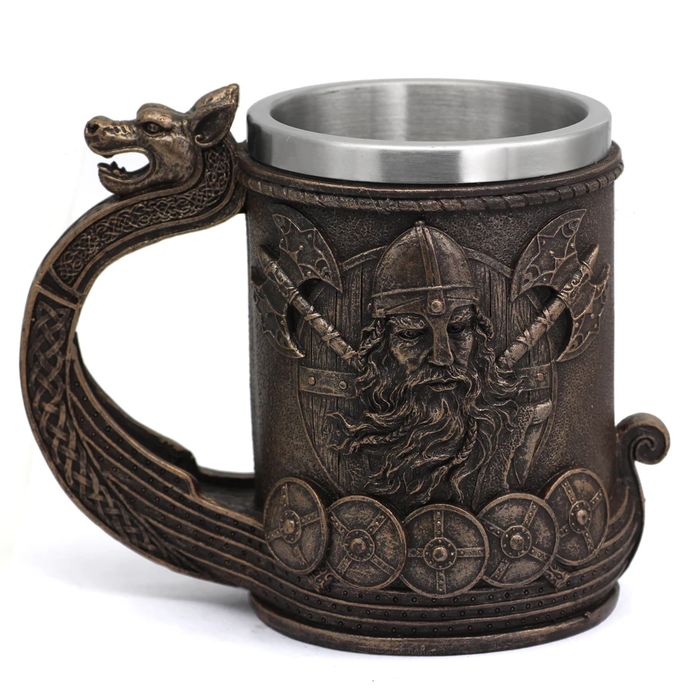 

European and American medieval faucet cup stainless steel 3D three-dimensional beer cup coffee cup mug cup tea cup
