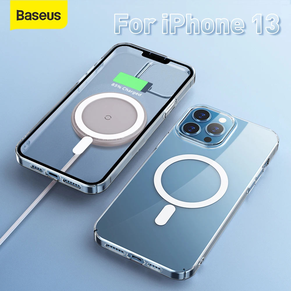 

Baseus Transparent Magnetic Phone Case for iPhone 13 Pro Max 13pro Wireless Charging Cover For iPhone 12 12 Pro Max Magnet Case