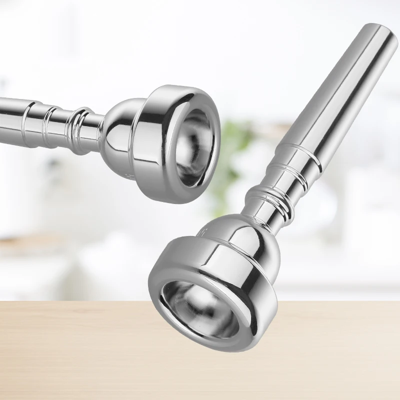 Фото B-Flat Trumpet Instrument Универсальный мундштук 5C7C, экономичный студенческий мундштук для начинающих, медный посеребренный латунный инструмент, аксессуары №5