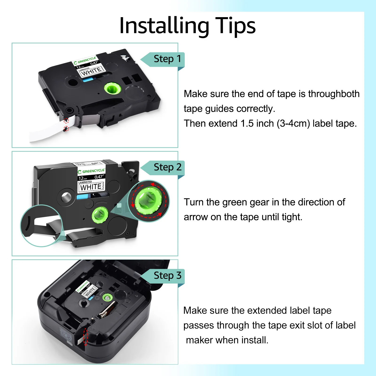 5PK Строительная лента для этикеток Brother картридж печати 12 мм черная на белом цвете