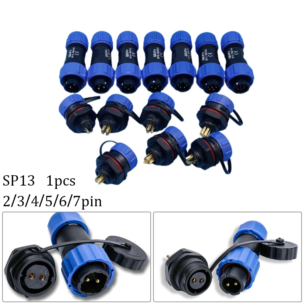 

1pc 2-7pin 220-380V SP13 Series Panel Mount Connector With Soldering Terminals IP68 Waterproof Plug Socket Circular Connector
