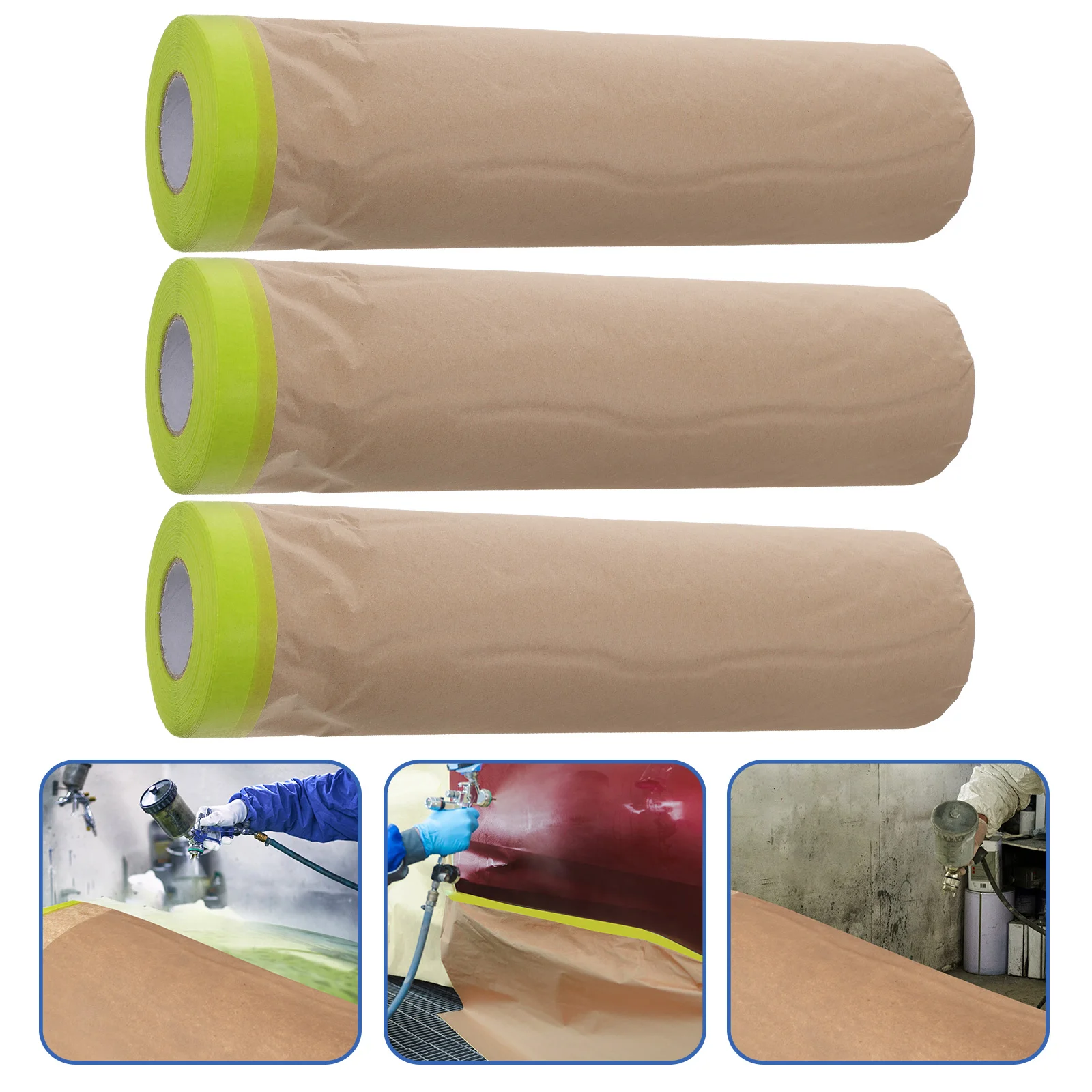 

3 Rolls Translucent Masking Film Home Paper Painting Autobody Furniture Papers Frisket Automotive Supplies
