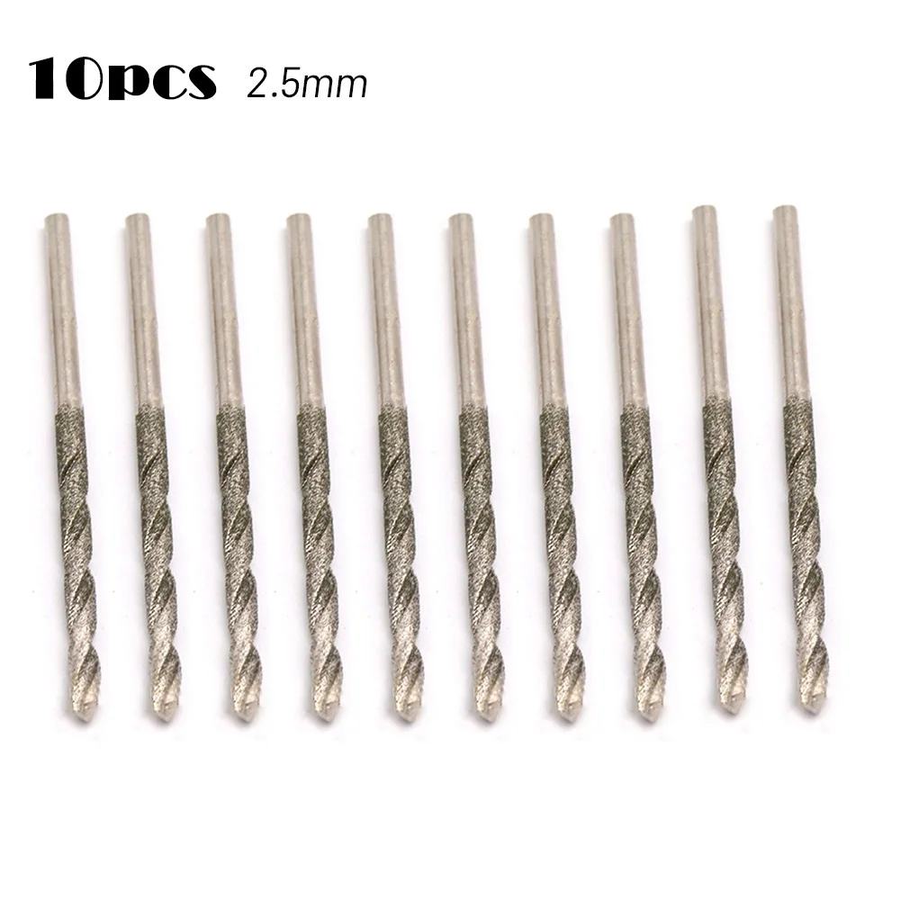 

10pcs Twist 0.8-3mm Drill Bit Hole Diamond Coated Spiral Punching Needle Reaming Tool For Drilling Jewelry Ceramics Glass