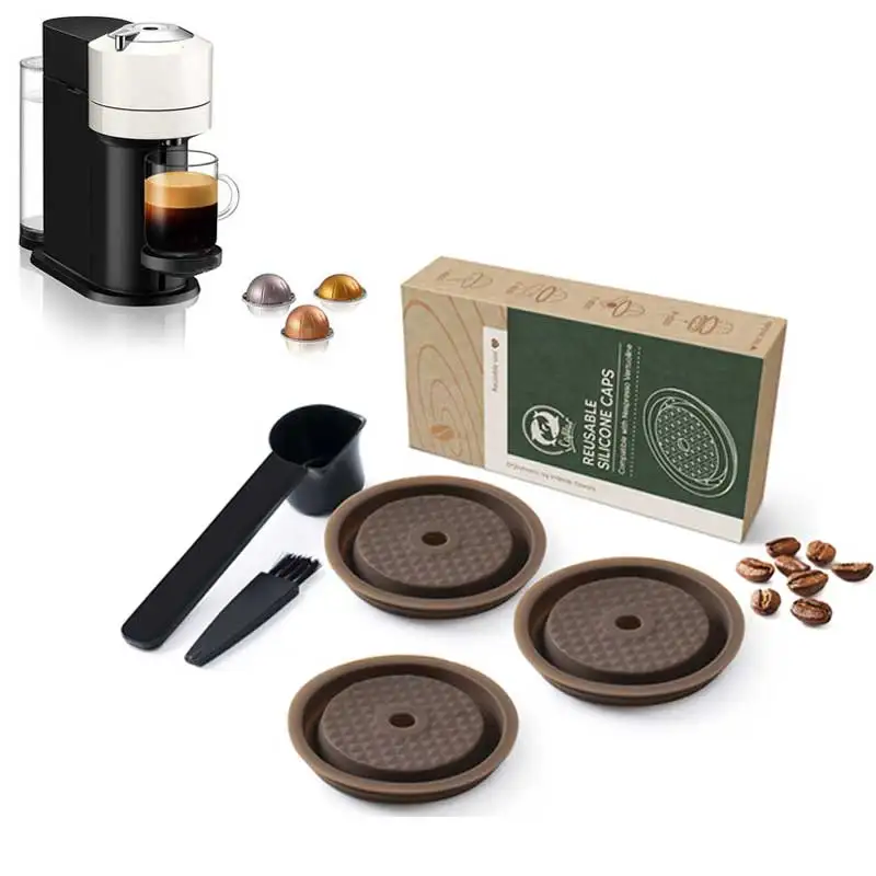 Многоразовая силиконовая крышка для капсул Nespresso Vertuo, одноразовые оригинальные колпачки для кофе, многоразовая Крышка для кофемашины
