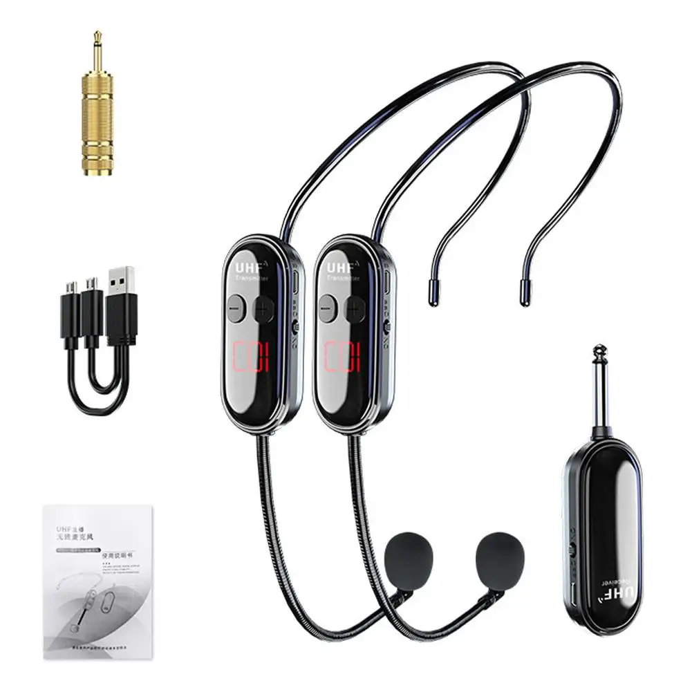 

Head-mounted UHF Wireless Microphone Handheld Mic For Voice Amplifier Audio Outdoor Performance Training Teaching