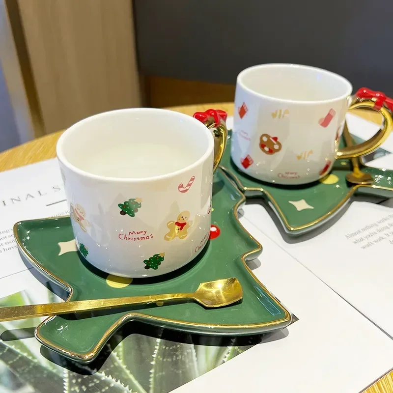 

Christmas Cup Breakfast Afternoon With Couple Creativity Household Mugs Exquisite Plate Coffee Cups Suit Ceramic Tea Milk Gift