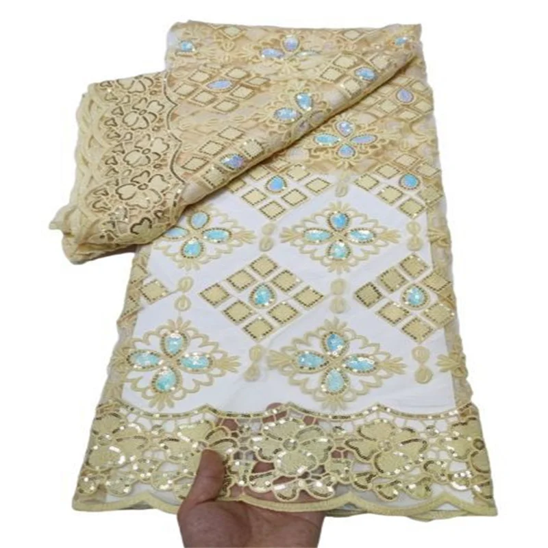 

Royal blue Sequin French Milk Silk Lace Fabric 2022 Gold High Quality African Lace Fabric Mesh Nigerian Lace Fabric For Wedding