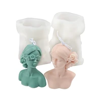 3d beaty girl portrait lovers closed eye blindfolded silicone candle mold diy aromatherapy plaster home decoration wedding gift