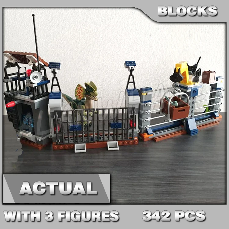 

342Pcs Jurassic World Dilophosaurus Outpost Attack Tracker Baby Dino Model Building Blocks Toys Bricks Compatible with 10923