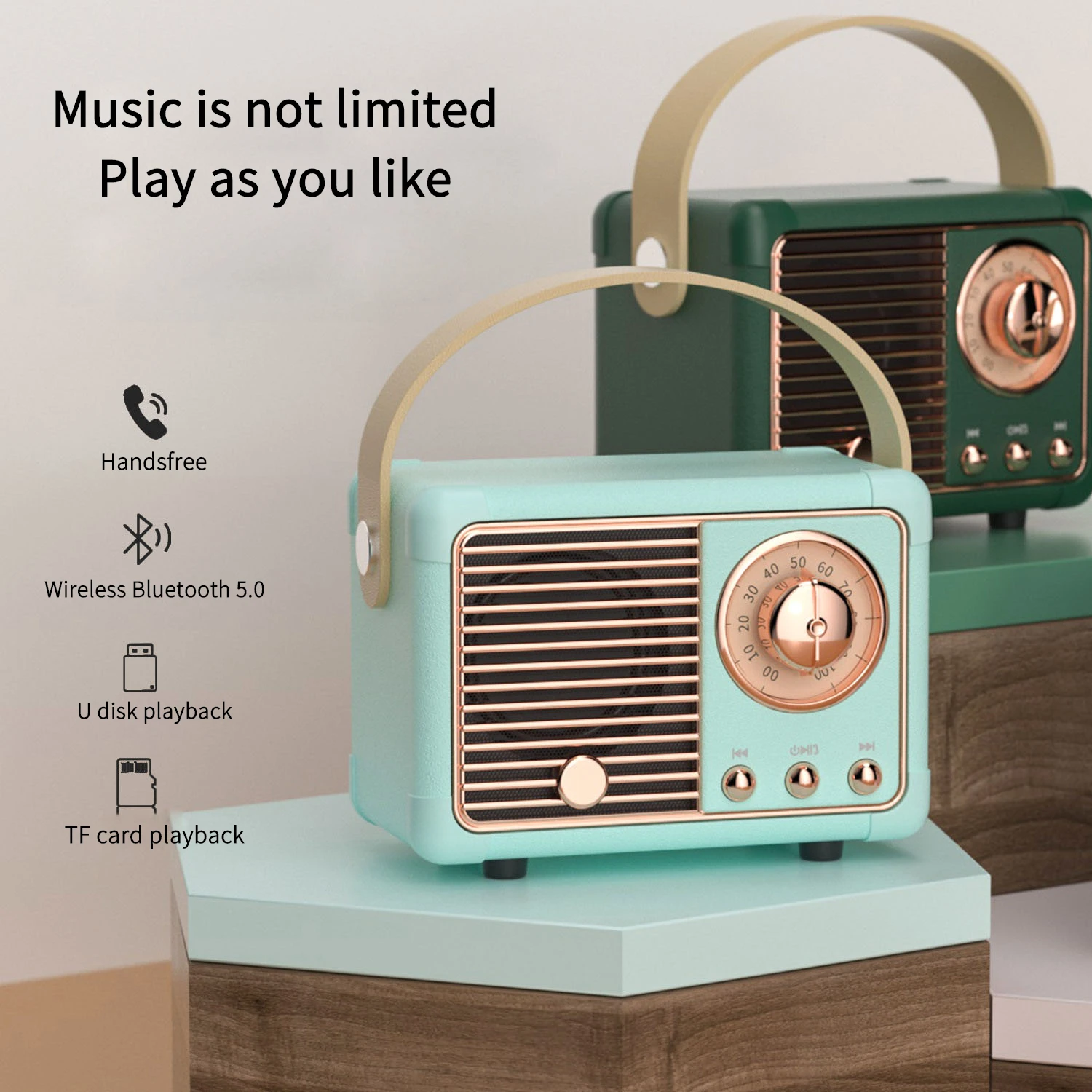 

Беспроводная Bluetooth-Колонка в стиле ретро с USB-зарядкой и сабвуфером