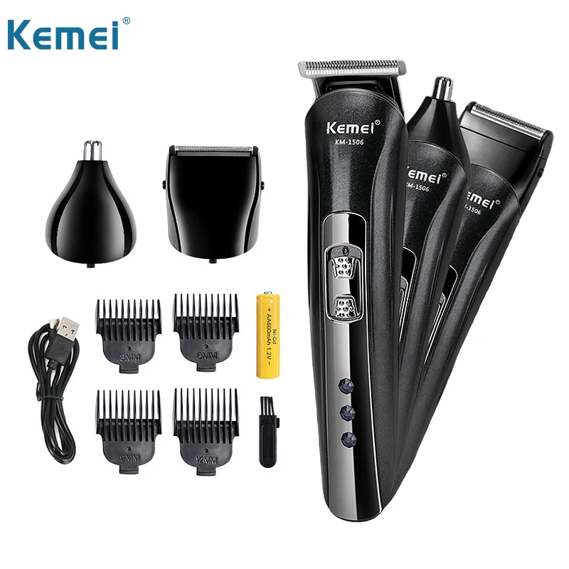 

Kemei 3 In 1 Trimmer for Nose Hair Beard Clippers Barber Men Professional Mower Electric Haircut Shaving Machine KM-1506