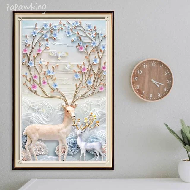 

Flower Deer Diy Diamond Painting Full Square and Round Diamond Cross Stitch Kit Art Rhinestone Embroidery Home Decor Picture