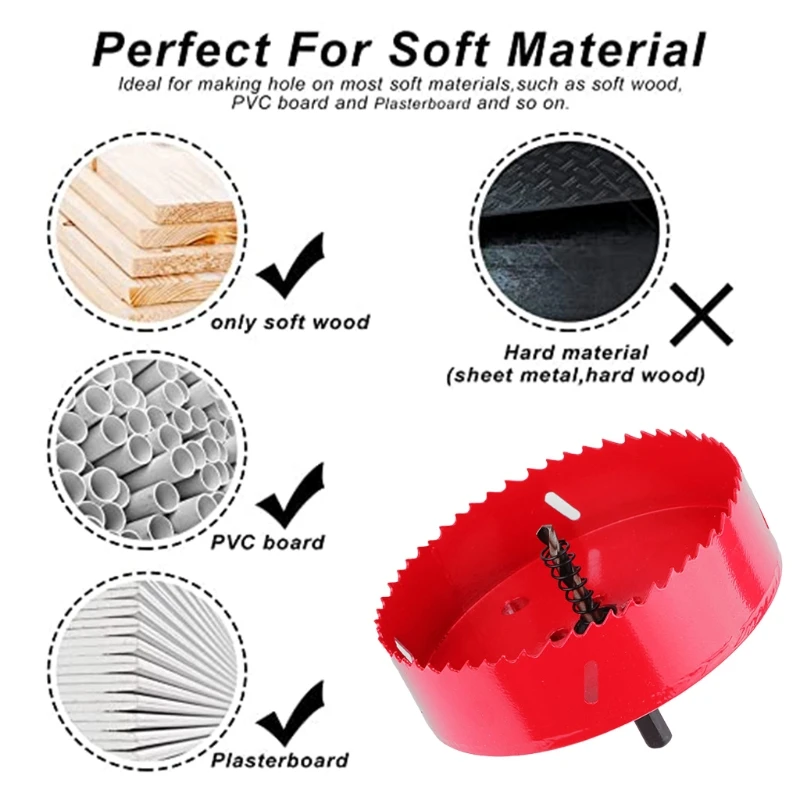 

Hole Saws 1PC 150mm M42 Bi-Metal Drill Bit Cutter Carpentry Tools Cutting Metal Plastic Iron Hand Tools
