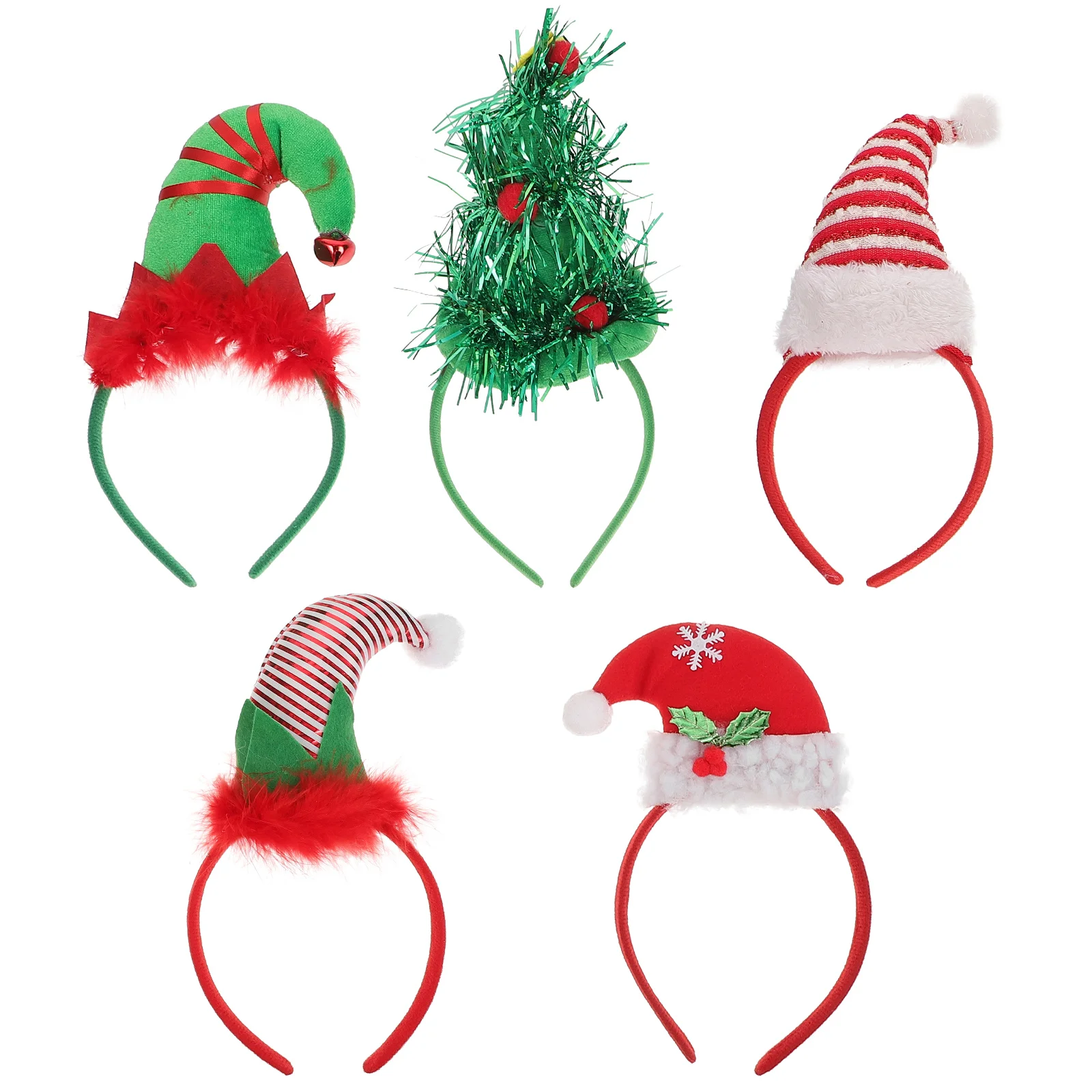 

5Pcs Santa Hat Headbands Holiday Headwear Elf Hat Headband Christmas Reindeer Headband Xmas Antlers Headband