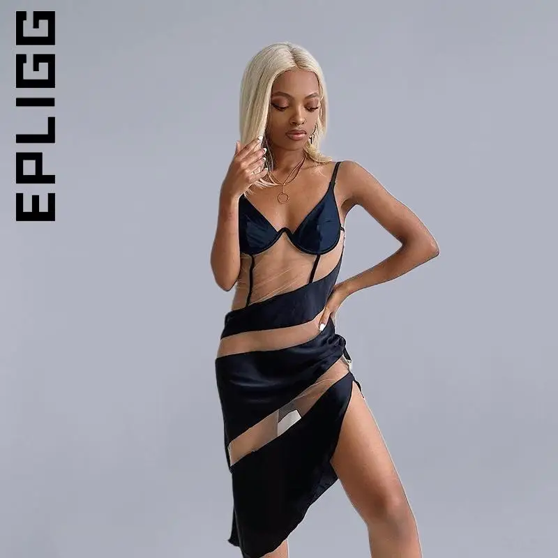 Epligg без рукавов сексуальное миди платье модное женское эластичные тонкие