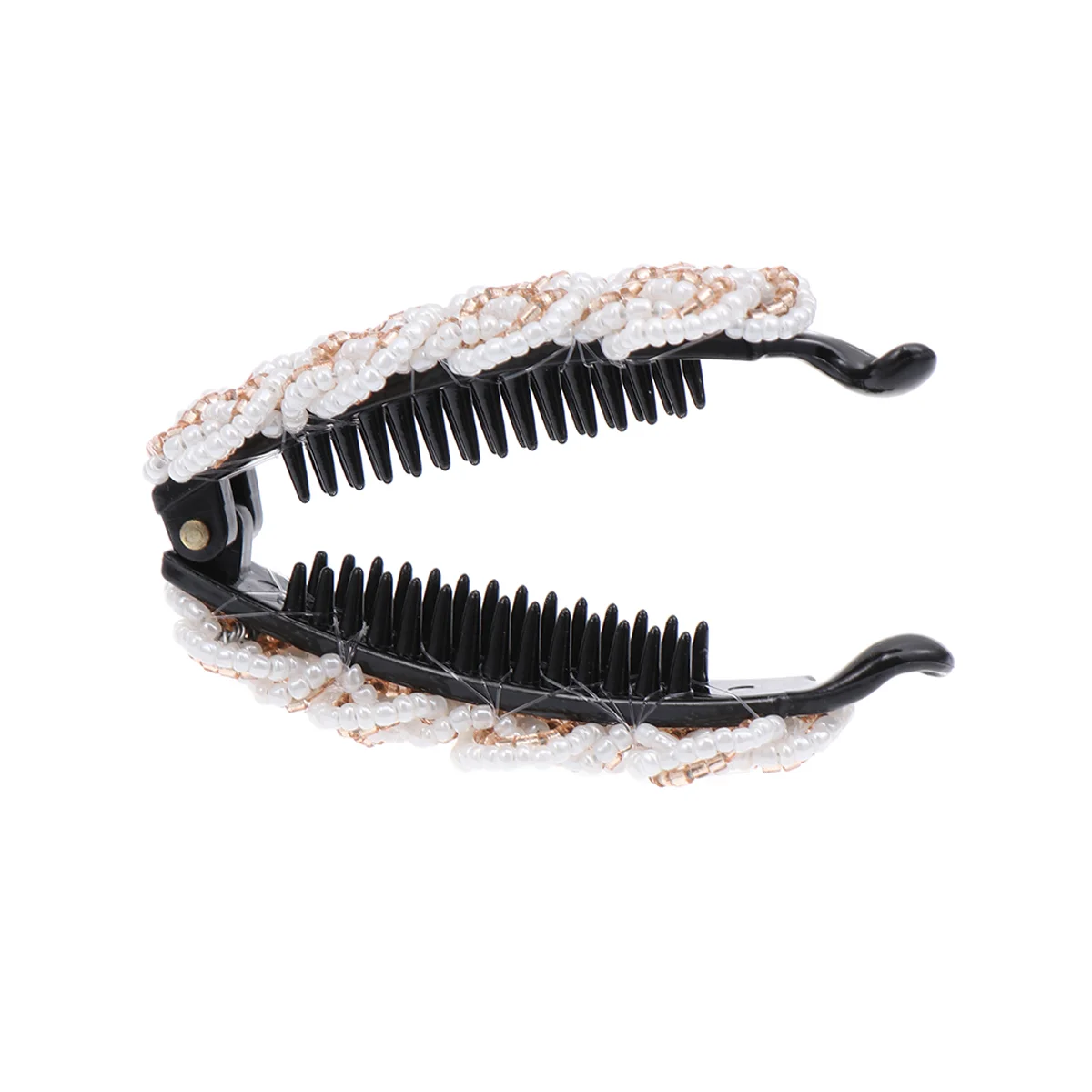 

Bead Hair Vertical Clip Beautiful Hair Clip Ponytail Holder for Woman Lady Girl Rice White Light Brown