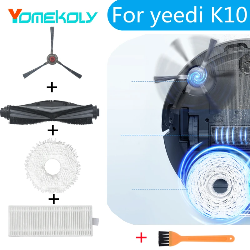 

for Yeedi K10 Robot Vacuum Cleaner Steam Mop HEPA Filter Roll Brush Side Brush Replacement home appliances Accessories Parts