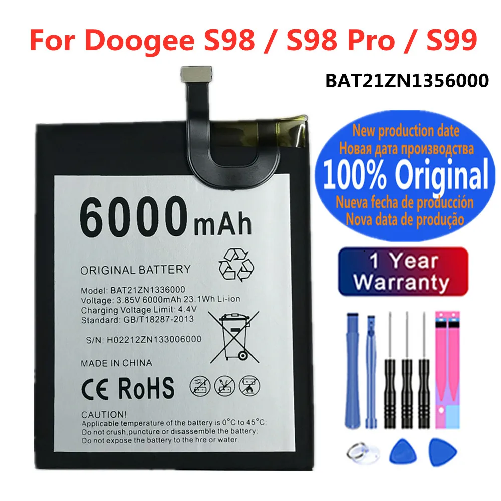 Фото Новый 100% оригинальный аккумулятор для телефона Doogee S98 Pro S99 S98Pro, быстрая доставка + инструменты №1