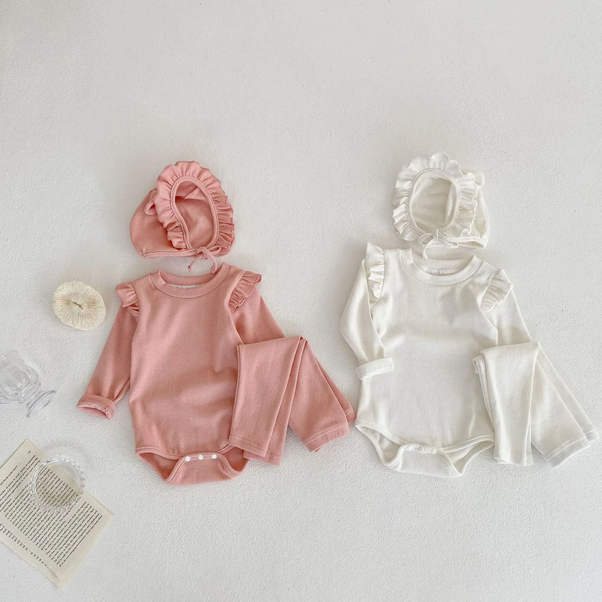 

2022 Autumn New Baby Girl Long Sleeve Clothes Set 0-24M Infant Bodysuit + Leggings + Hat 3pcs Suit Newborn Toddler Outfits